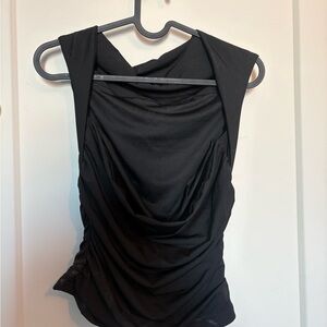 Shien Chic Black Draped Blouse
